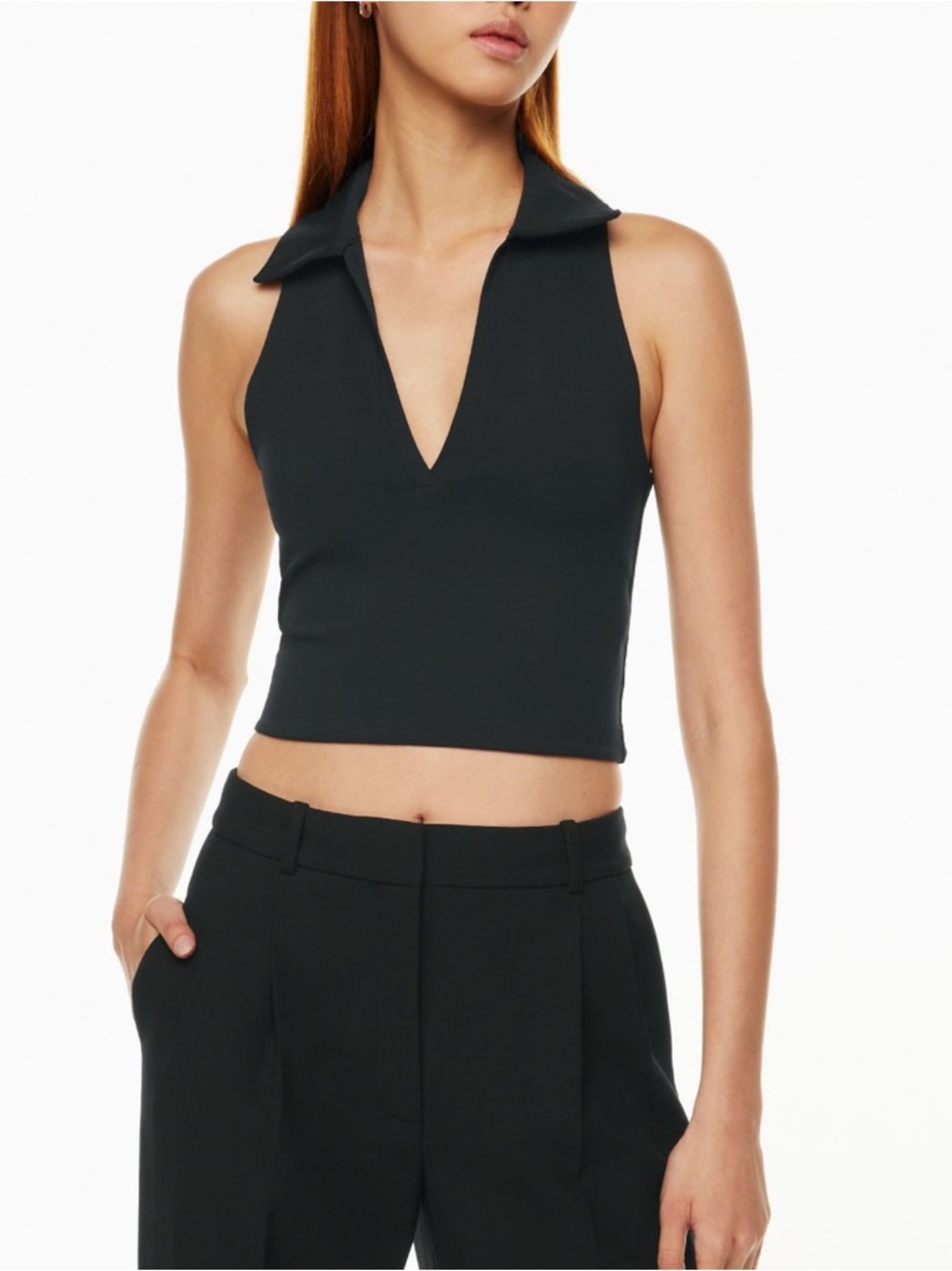 Aritzia Babaton Black contour polo tank small